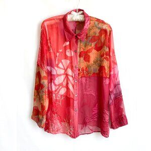 Chico's Design VTG Silk Blend Floral Burnout Blouse